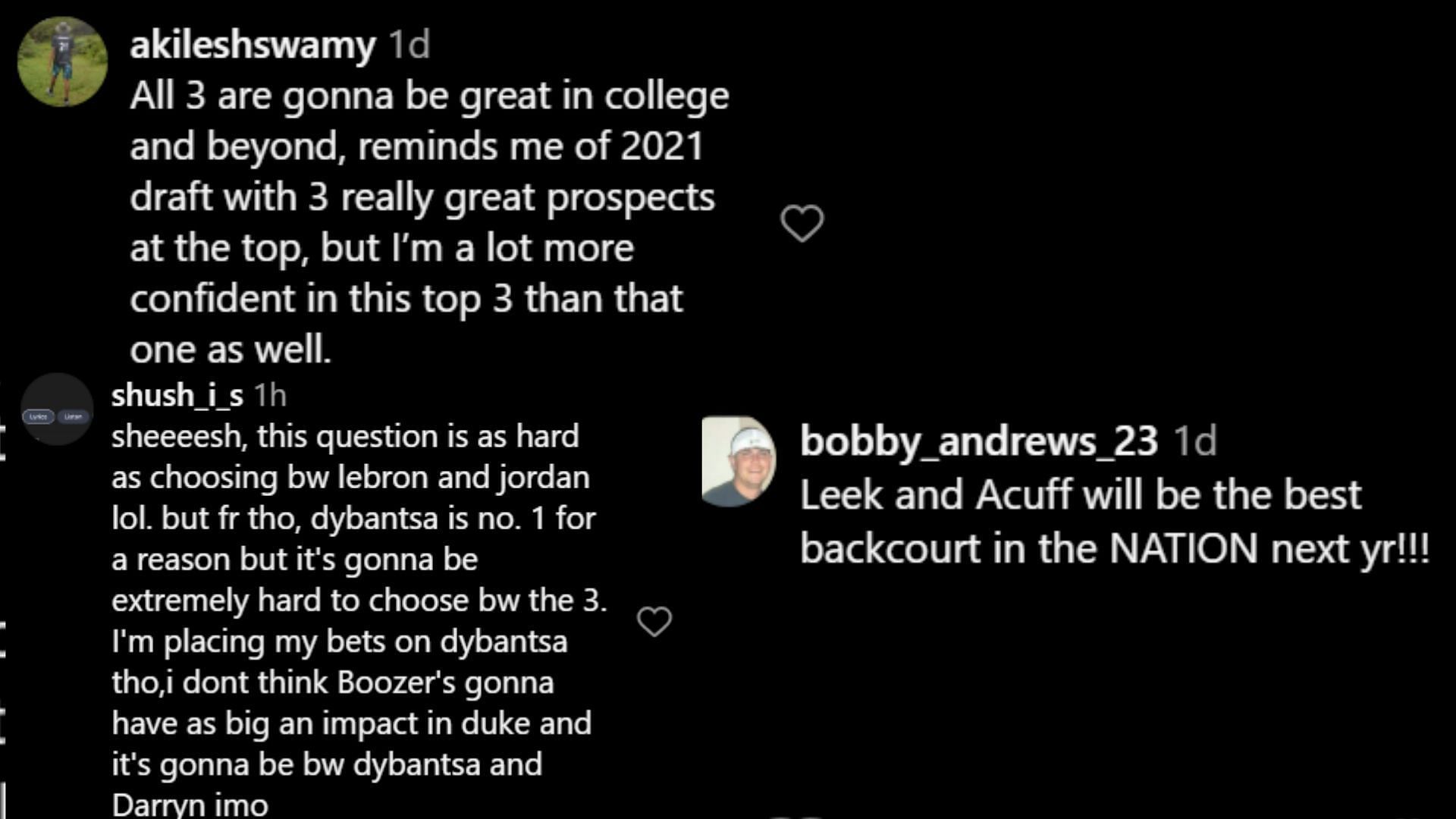 Hoops fans choose between 5-star recruits AJ Dybantsa, Cameron Boozer, and Darryn Peterson to have a standout college freshman season